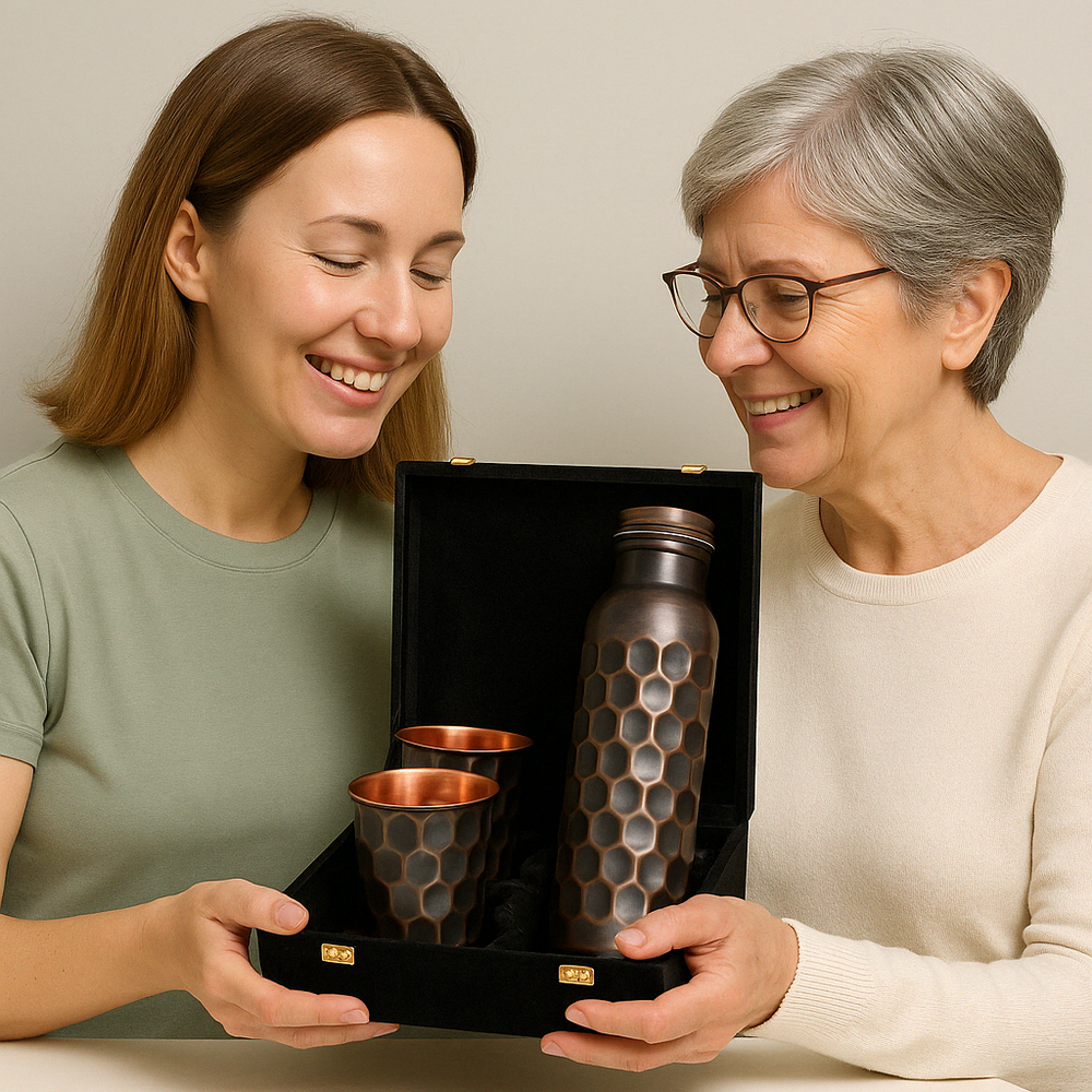 
                  
                    Antique Black Copper Water Bottle / Tumbler - Gift Set
                  
                