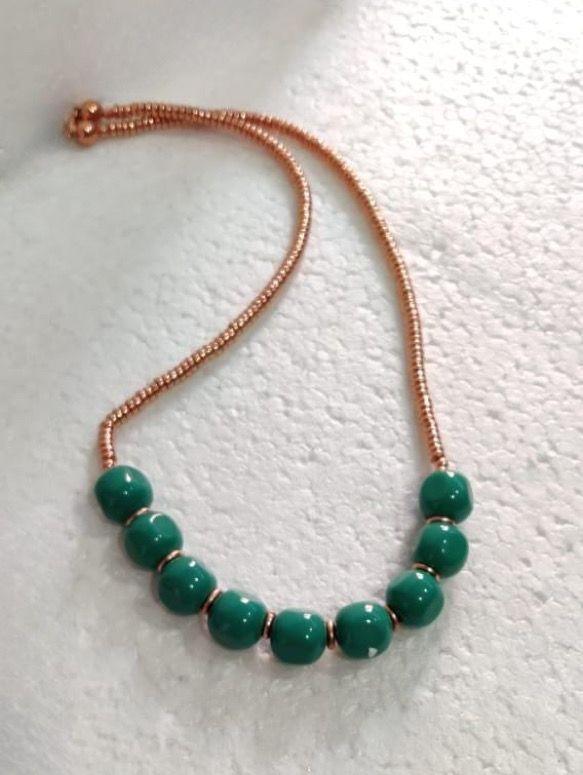 Green Beaded Copper Necklace - copperdirect
