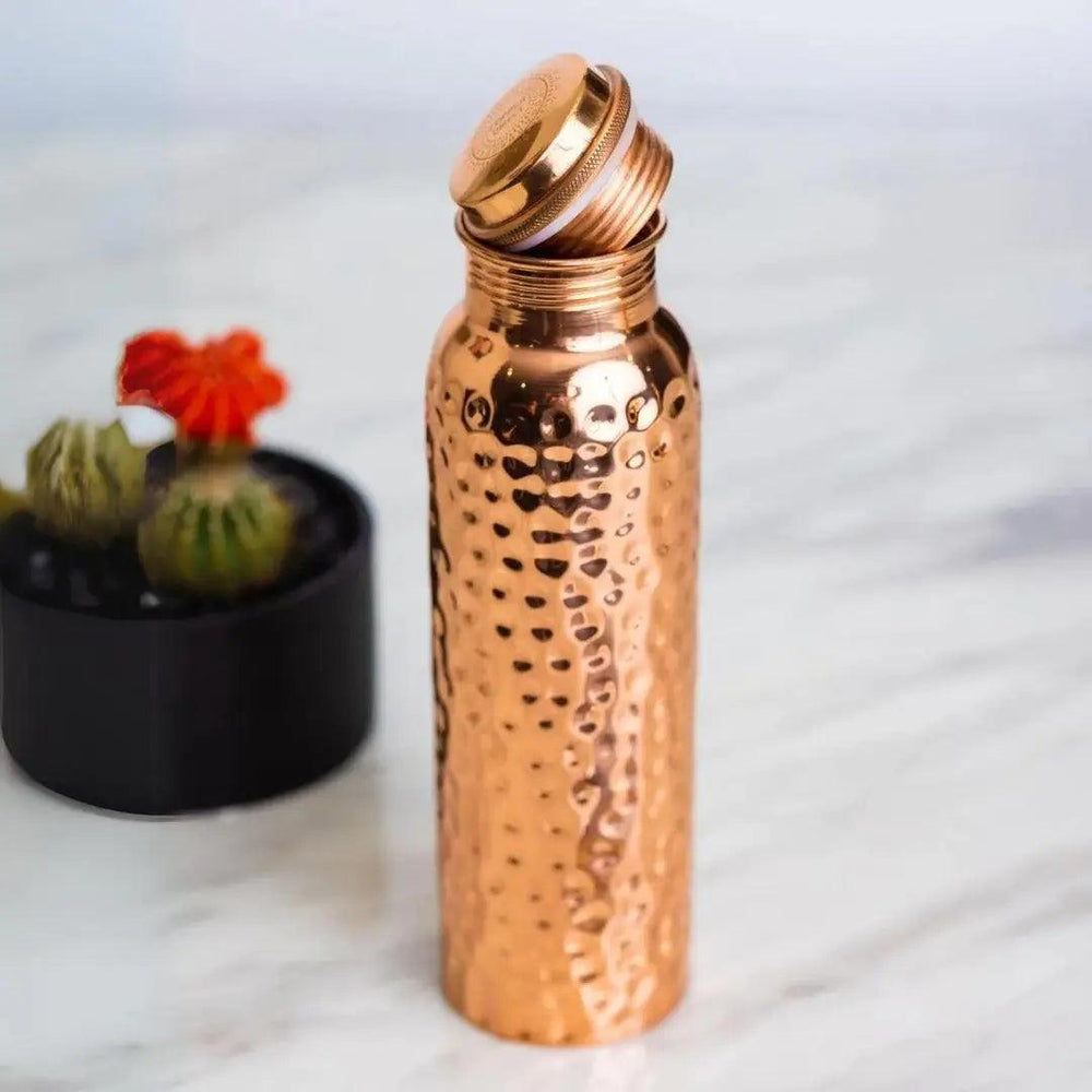 Hammered Pure Copper Water Bottle - copperdirect