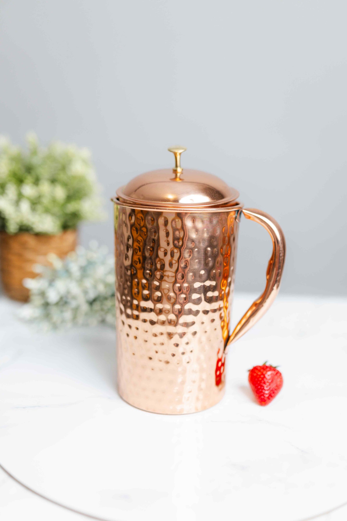 Hammered Pure Copper Water Jug - 1.5L - copperdirect