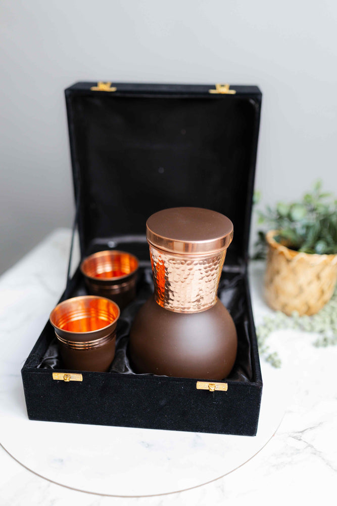Pure Copper Grey Flask / Tumblers- Gift Set - copperdirect