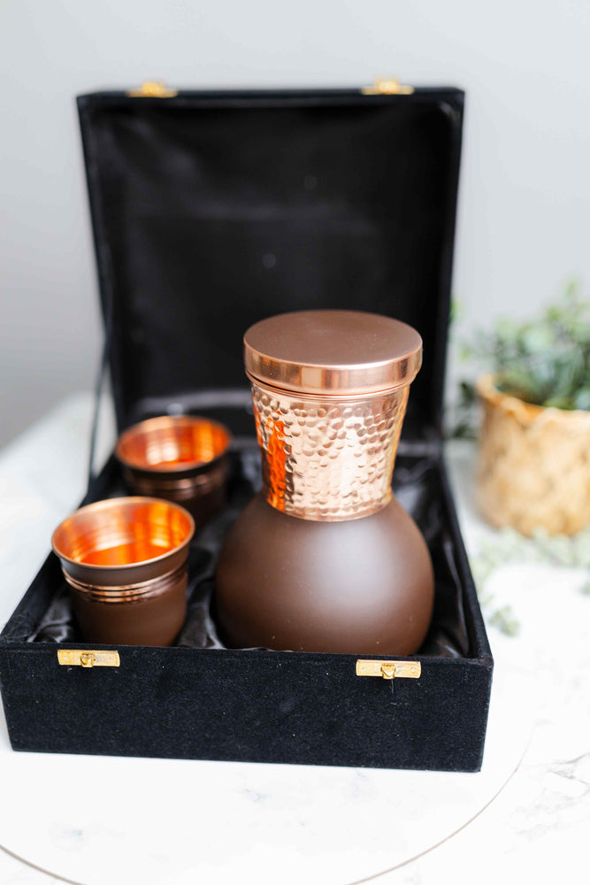 Pure Copper Grey Flask / Tumblers- Gift Set - copperdirect